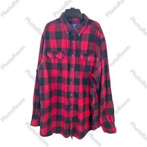 Men's George Flannel Shirt XL Tall Square Plaid Long Sleeve Thick Warm Red Black